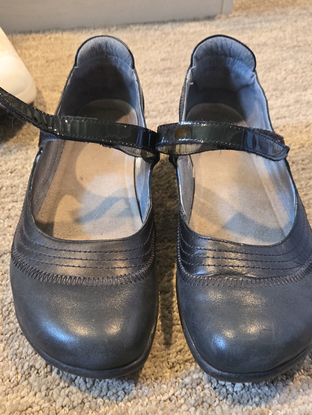 Naot Women's Black Mary Jane Flats with Patent Strap Size 39